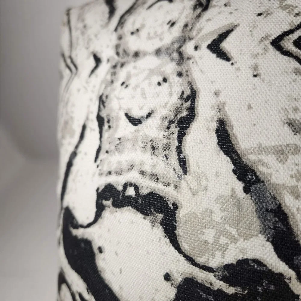 Decorative Pillow Rorschach Test Abstract Gray White Black Marble 11